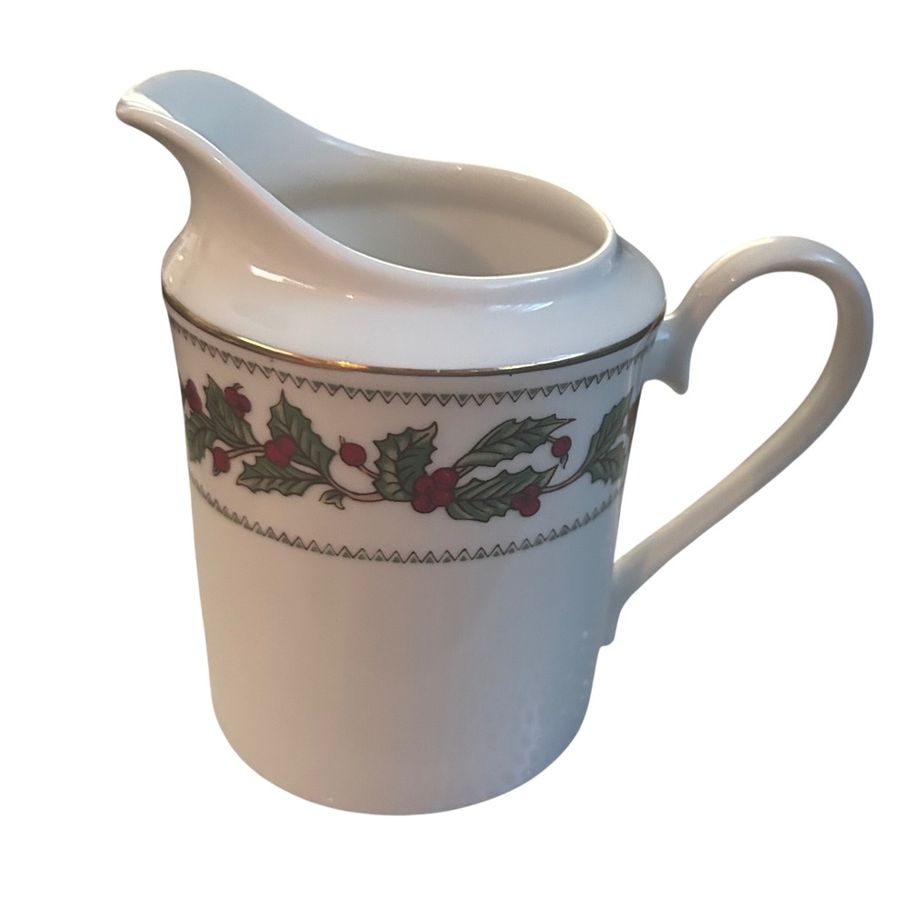 The Cellar Ivory Holly Creamer Pitcher Vintage 1993 Christmas Holiday Decor